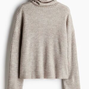 Cozy Ribbed Turtleneck Sweater - Cream OVERSIZED TURTLENECK